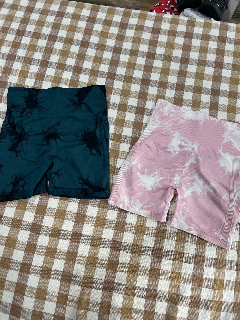 Tie-Dye High-Waist Bike Shorts - Pink & Teal Pair